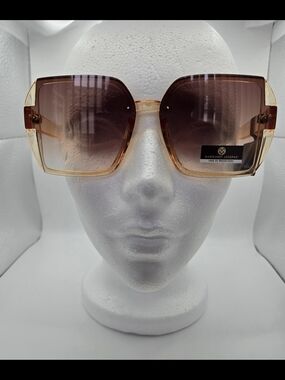 Margaret Josephs Oversized Square Sunglasses Golden Brown Gradient Chic Boss NWT